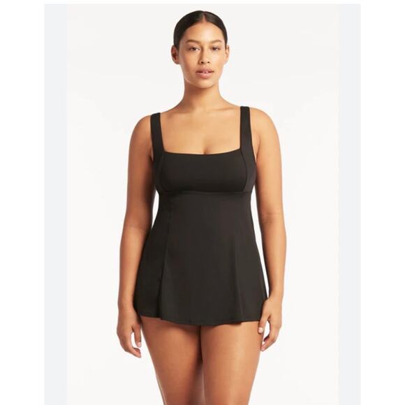 Sea Level Eco Essentials Square
Neck Swim Dress, Black / AU12/US8 (New) - Picture 1 of 8